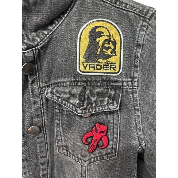 We Love Fine by Goldie Star Wars Patchwork Denim Jacket Black Sith Darkside Smal - Picture 4 of 10